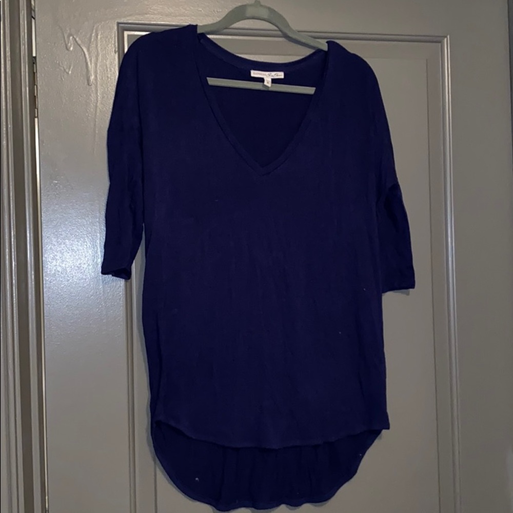 Express Navy cotton three quarter sleeve shirt